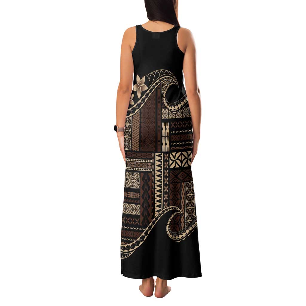 Samoa Siapo Mamanu Tank Maxi Dress Waves Motifs LT7 - Polynesian Pride