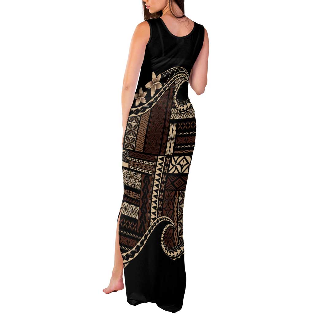 Samoa Siapo Mamanu Tank Maxi Dress Waves Motifs LT7 - Polynesian Pride