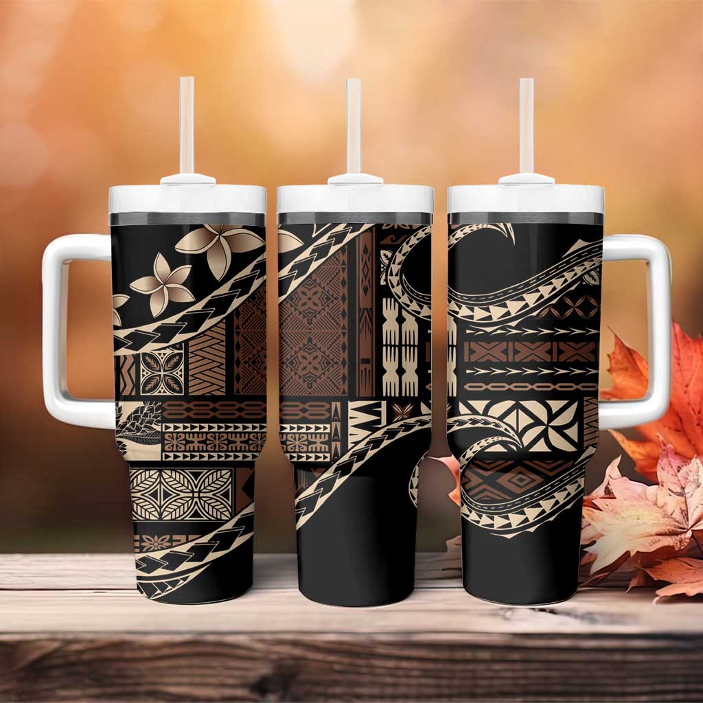 Samoa Siapo Mamanu Tumbler With Handle Waves Motifs LT7 - Polynesian Pride