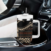 Samoa Siapo Mamanu Tumbler With Handle Waves Motifs LT7 - Polynesian Pride