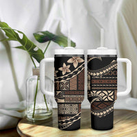 Samoa Siapo Mamanu Tumbler With Handle Waves Motifs LT7 - Polynesian Pride