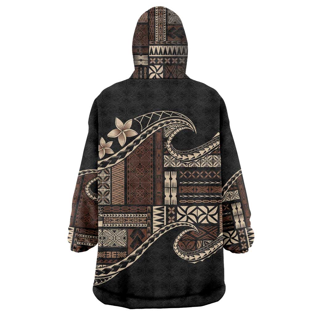 Samoa Siapo Mamanu Wearable Blanket Hoodie Waves Motifs LT7 - Polynesian Pride