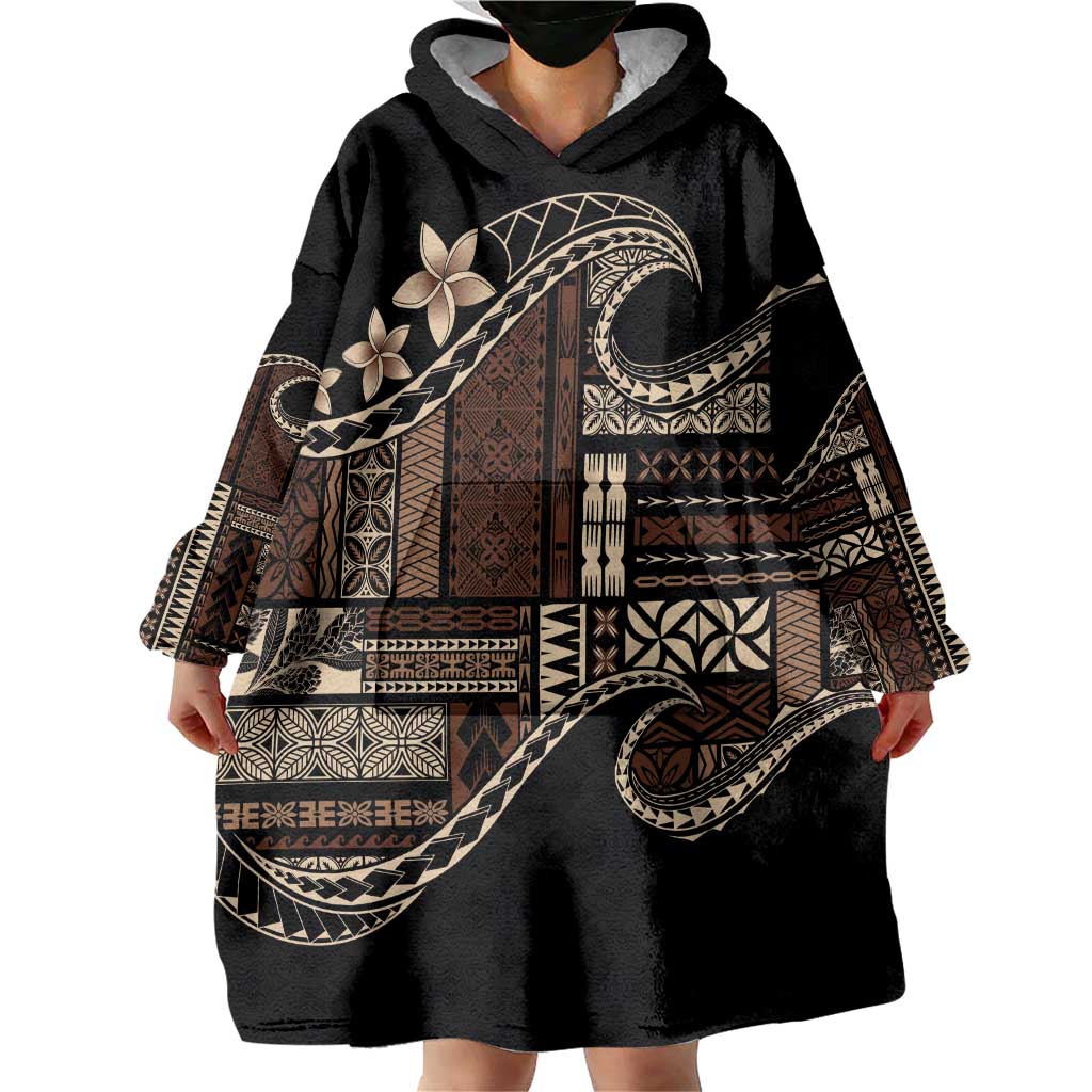 Samoa Siapo Mamanu Wearable Blanket Hoodie Waves Motifs LT7 - Polynesian Pride