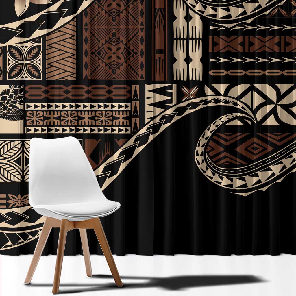 Samoa Siapo Mamanu Window Curtain Waves Motifs LT7 - Polynesian Pride