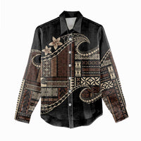 Samoa Siapo Mamanu Women Casual Shirt Waves Motifs