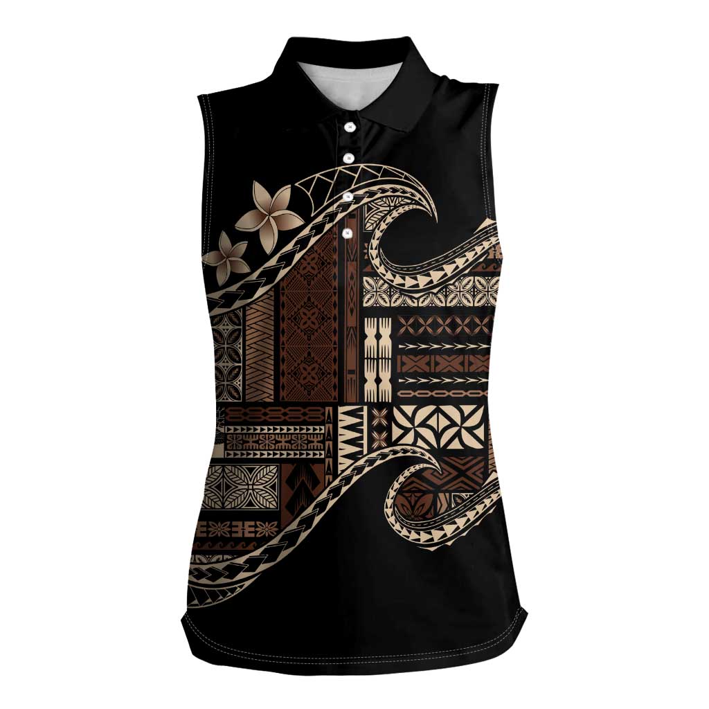Samoa Siapo Mamanu Women Sleeveless Polo Shirt Waves Motifs