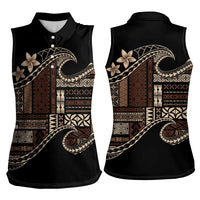 Samoa Siapo Mamanu Women Sleeveless Polo Shirt Waves Motifs
