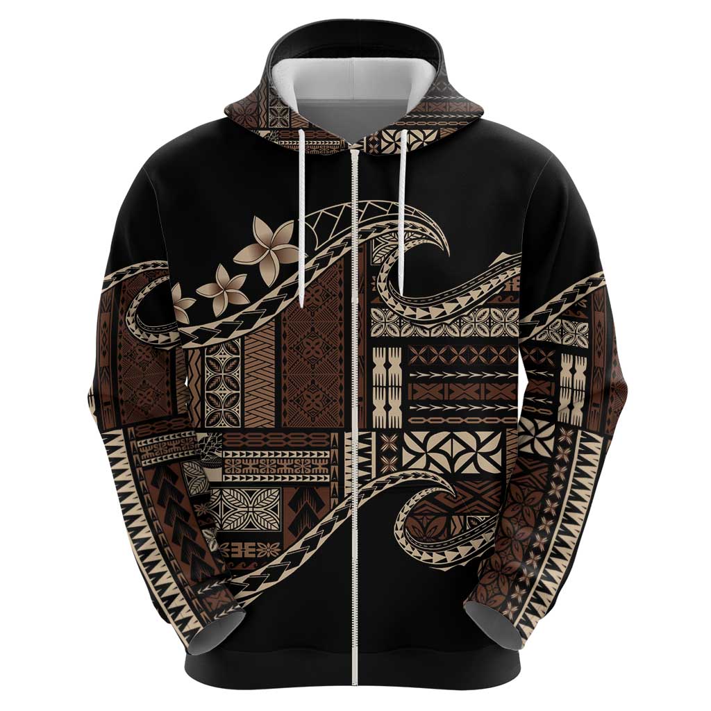 Samoa Siapo Mamanu Zip Hoodie Waves Motifs