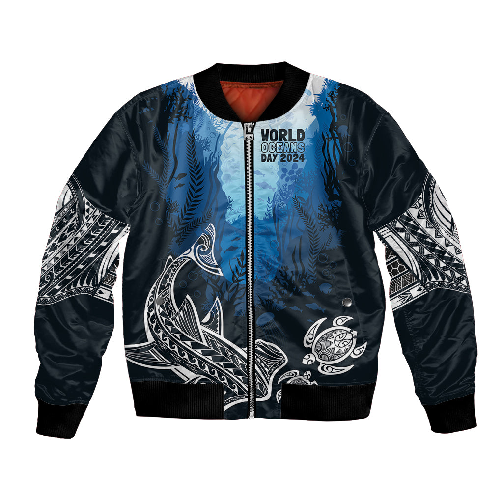 World Ocean Day Pasifika Bomber Jacket Awaken New Depths LT7 Unisex Blue - Polynesian Pride