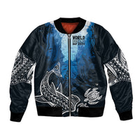 World Ocean Day Pasifika Bomber Jacket Awaken New Depths LT7 Unisex Blue - Polynesian Pride