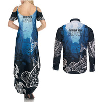 World Ocean Day Pasifika Couples Matching Summer Maxi Dress and Long Sleeve Button Shirt Awaken New Depths LT7 - Polynesian Pride