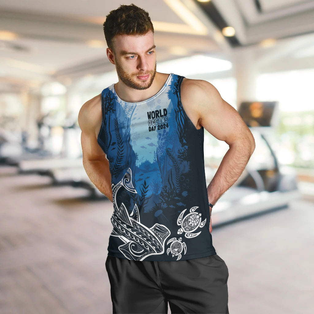 World Ocean Day Pasifika Men Tank Top Awaken New Depths LT7 Blue - Polynesian Pride