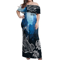 World Ocean Day Pasifika Off Shoulder Maxi Dress Awaken New Depths LT7 Women Blue - Polynesian Pride