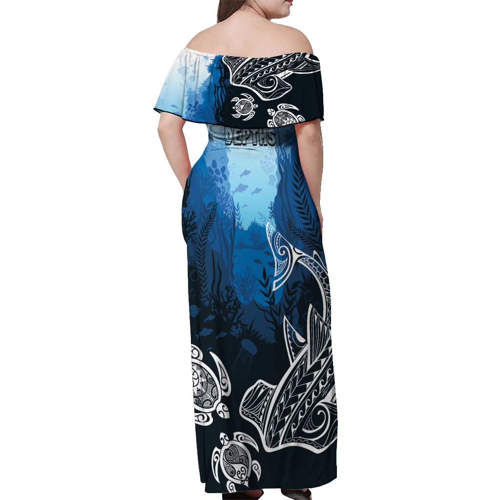 World Ocean Day Pasifika Off Shoulder Maxi Dress Awaken New Depths LT7 - Polynesian Pride