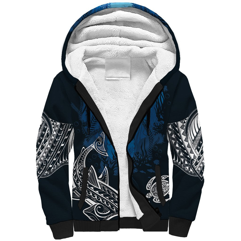 World Ocean Day Pasifika Sherpa Hoodie Awaken New Depths LT7 Unisex Blue - Polynesian Pride