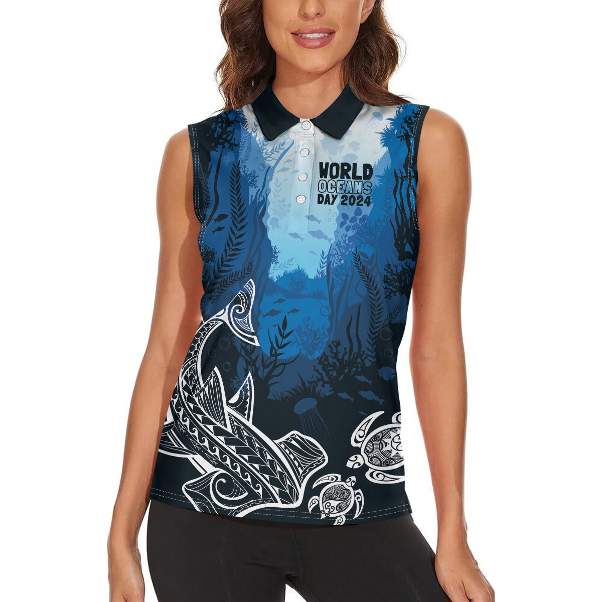 World Ocean Day Pasifika Women Sleeveless Polo Shirt Awaken New Depths