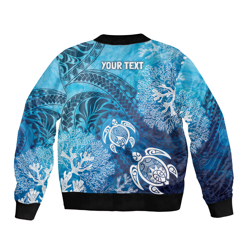 Hawaii World Ocean Day Bomber Jacket Kakau Turtles LT7 - Polynesian Pride