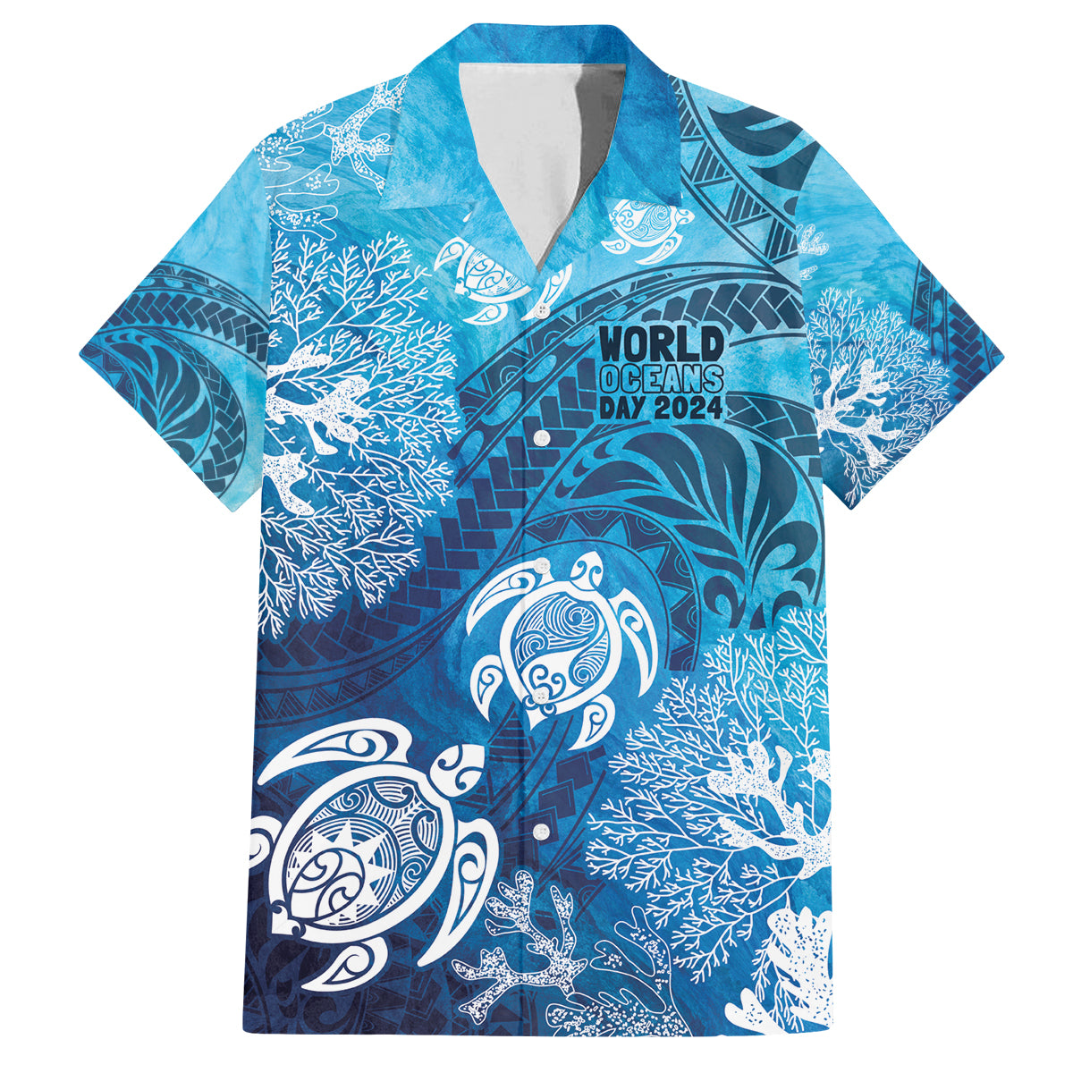Hawaii World Ocean Day Family Matching Long Sleeve Bodycon Dress and Hawaiian Shirt Kakau Turtles