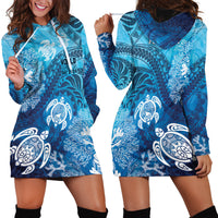 Hawaii World Ocean Day Hoodie Dress Kakau Turtles LT7 - Polynesian Pride