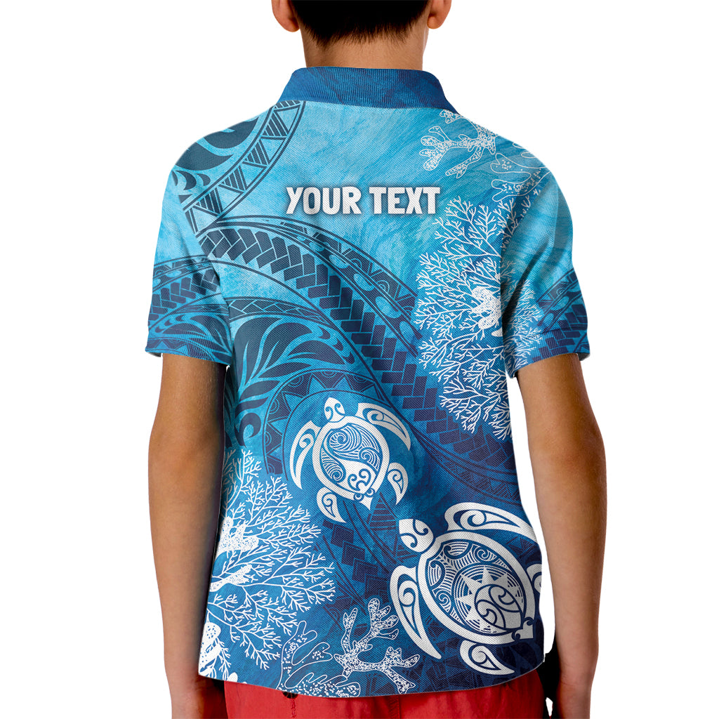 Hawaii World Ocean Day Kid Polo Shirt Kakau Turtles