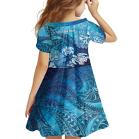 Hawaii World Ocean Day Kid Short Sleeve Dress Kakau Turtles