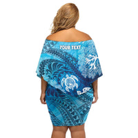 Hawaii World Ocean Day Off Shoulder Short Dress Kakau Turtles LT7 - Polynesian Pride