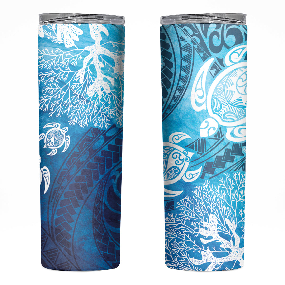 Hawaii World Ocean Day Skinny Tumbler Kakau Turtles