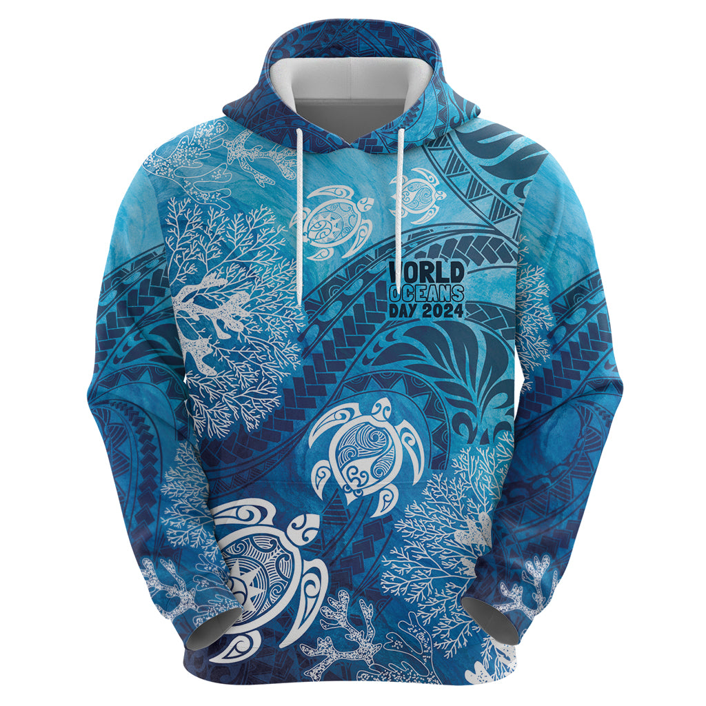 Hawaii World Ocean Day Zip Hoodie Kakau Turtles