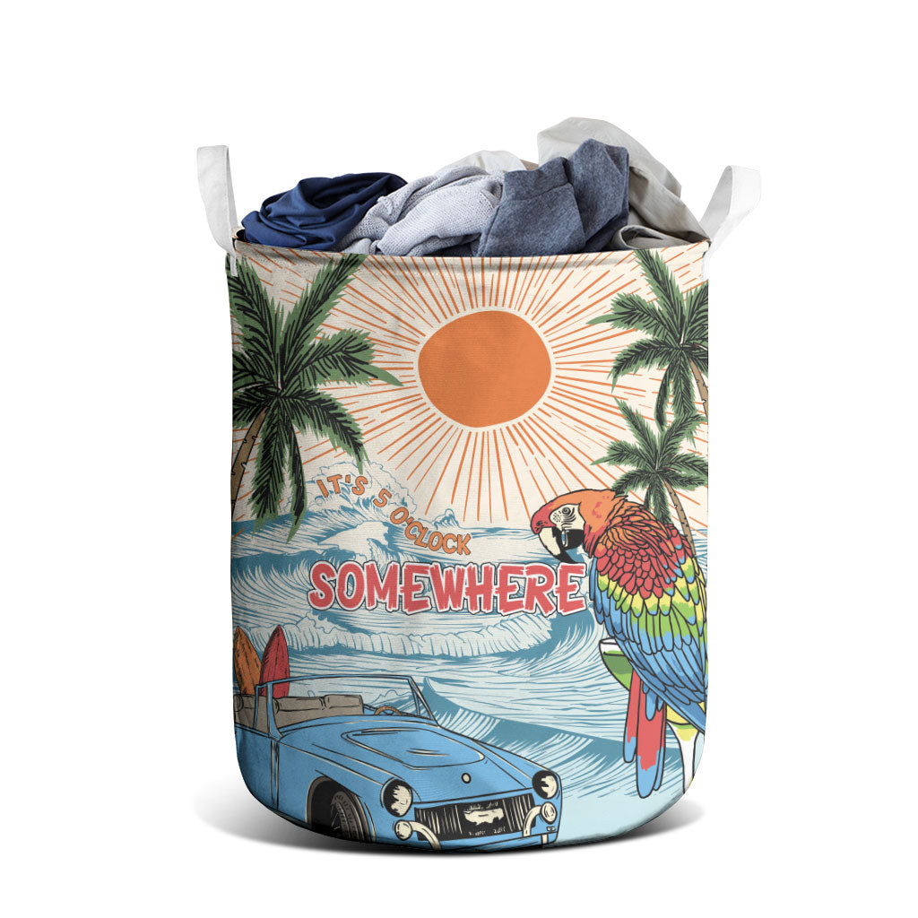 Summer Holiday It's 5 o'clock Somewhere Vintage Hawaii Laundry Basket