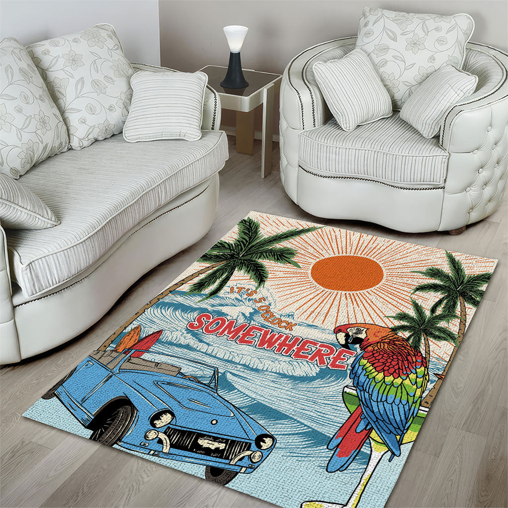 Summer Holiday It's 5 o'clock Somewhere Vintage Hawaii Area Rug