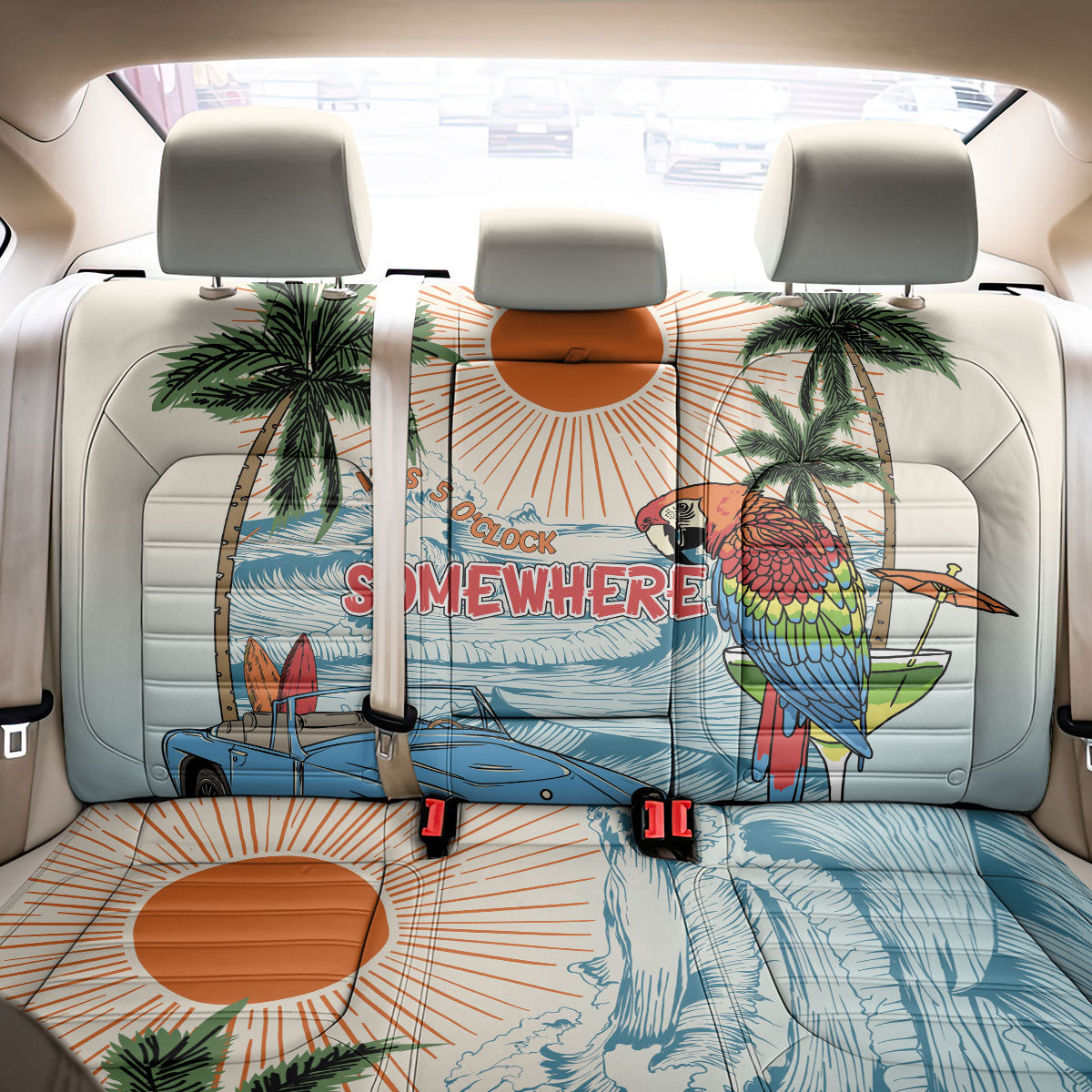 Summer Holiday It's 5 o'clock Somewhere Vintage Hawaii Back Car Seat Cover