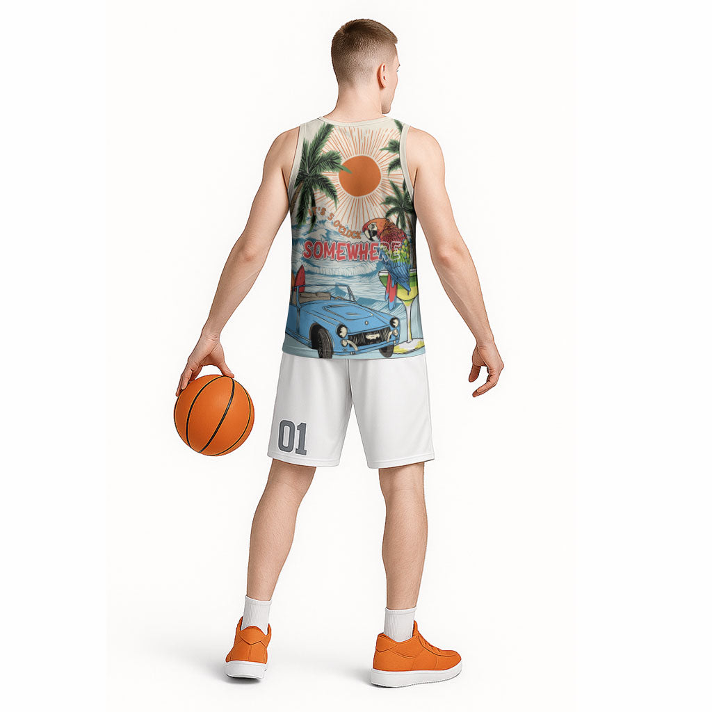 Summer Holiday It's 5 o'clock Somewhere Vintage Hawaii Basketball Jersey