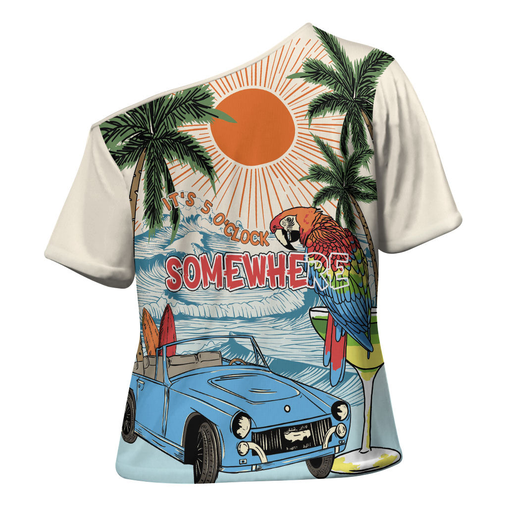 Summer Holiday It's 5 o'clock Somewhere Vintage Hawaii Cross Shoulder Shirt