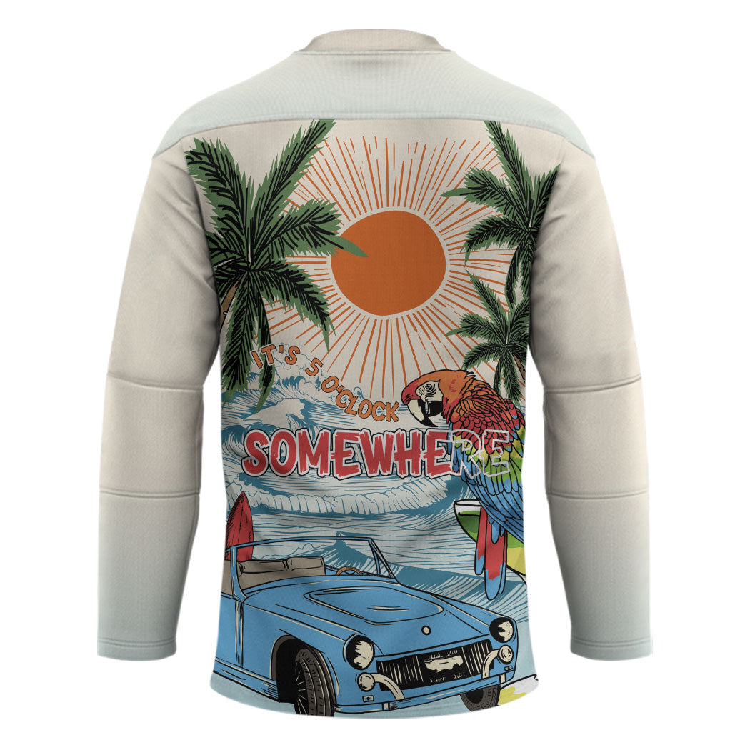 Summer Holiday It's 5 o'clock Somewhere Vintage Hawaii Hockey Jersey