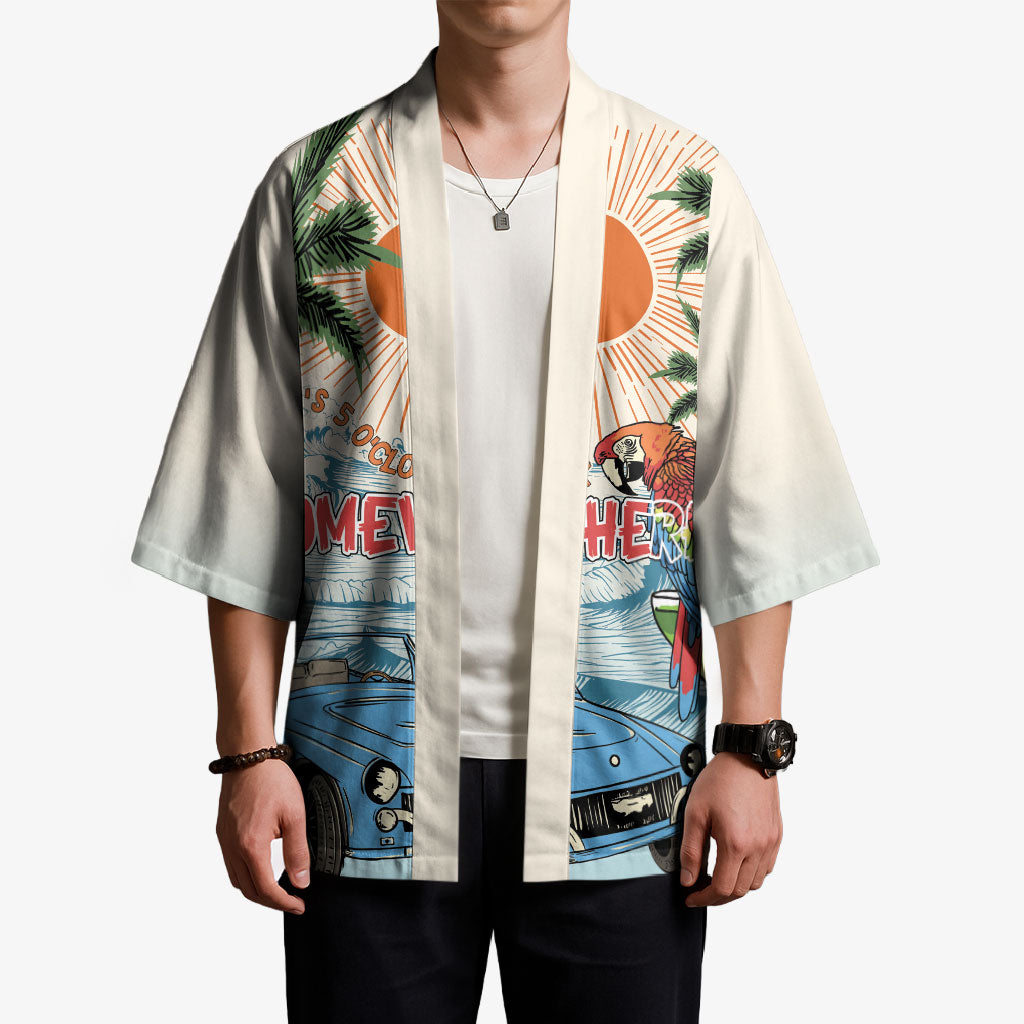 Summer Holiday It's 5 o'clock Somewhere Vintage Hawaii Kimono