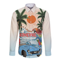 Summer Holiday It's 5 o'clock Somewhere Vintage Hawaii Long Sleeve Button Shirt