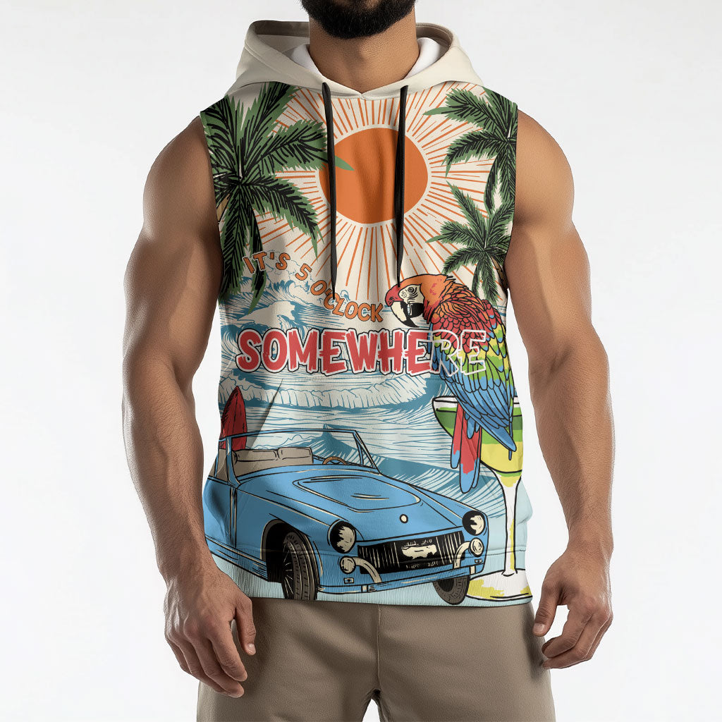 Summer Holiday It's 5 o'clock Somewhere Vintage Hawaii Sleeveless Hoodie