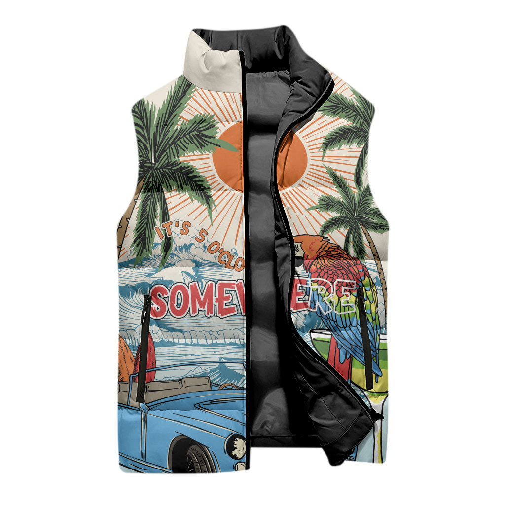 Summer Holiday It's 5 o'clock Somewhere Vintage Hawaii Sleeveless Puffer Jacket