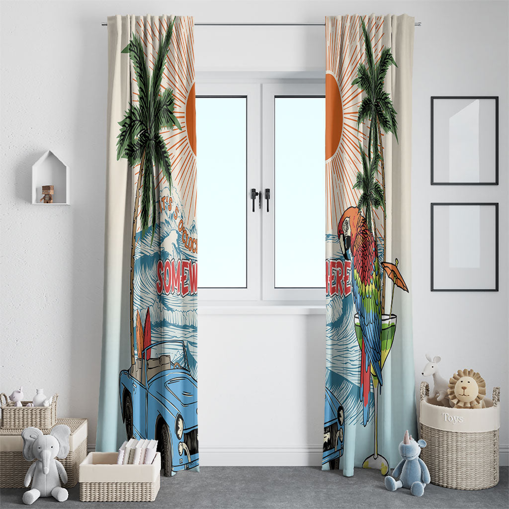 Summer Holiday It's 5 o'clock Somewhere Vintage Hawaii Window Curtain