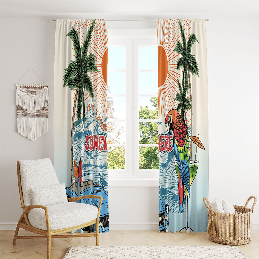 Summer Holiday It's 5 o'clock Somewhere Vintage Hawaii Window Curtain
