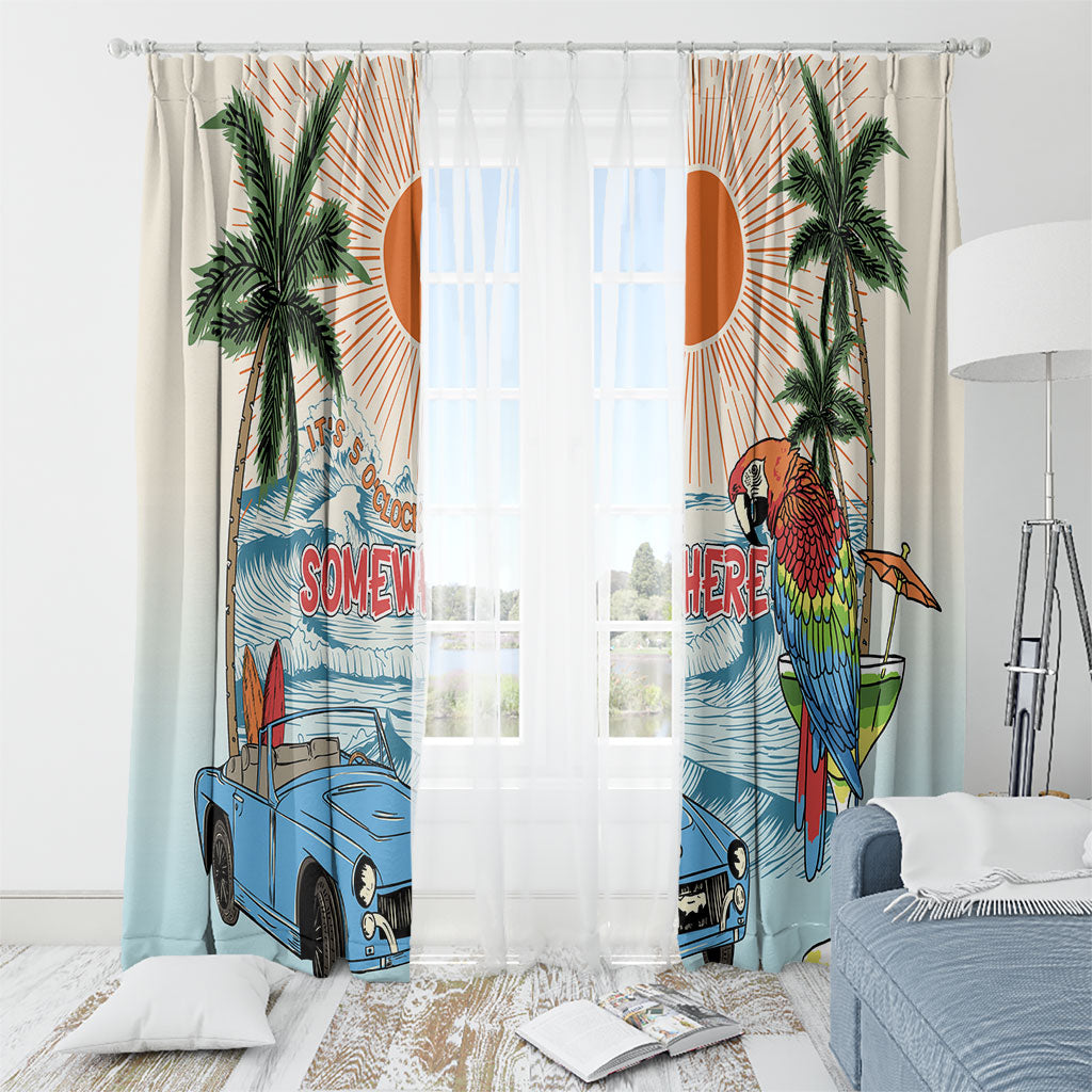 Summer Holiday It's 5 o'clock Somewhere Vintage Hawaii Window Curtain