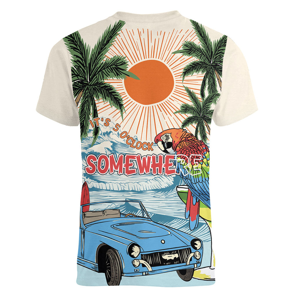Summer Holiday It's 5 o'clock Somewhere Vintage Hawaii Women V-Neck T-Shirt