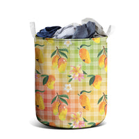 Aloha Hawaii Palaka Print Mango Plumeria Laundry Basket Tropical Vibes