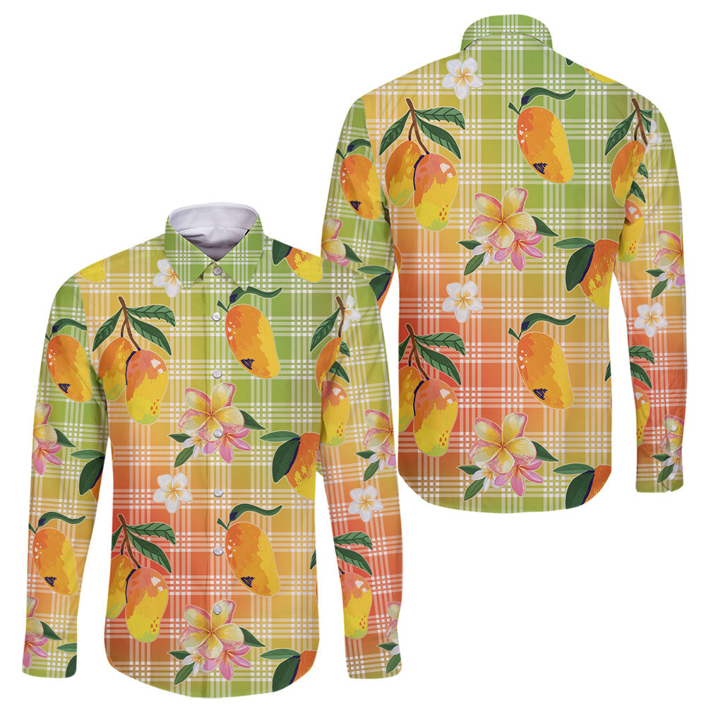 Aloha Hawaii Palaka Print Mango Plumeria Family Matching Summer Maxi Dress and Hawaiian Shirt Tropical Vibes