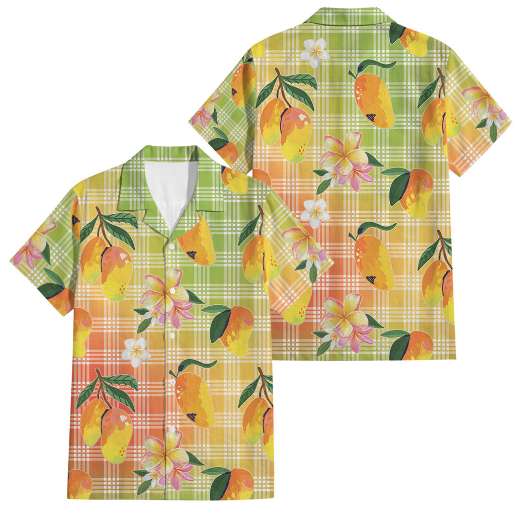 Aloha Hawaii Palaka Print Mango Plumeria Family Matching Tank Maxi Dress and Hawaiian Shirt Tropical Vibes
