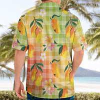 Aloha Hawaii Palaka Print Mango Plumeria Hawaiian Shirt Tropical Vibes
