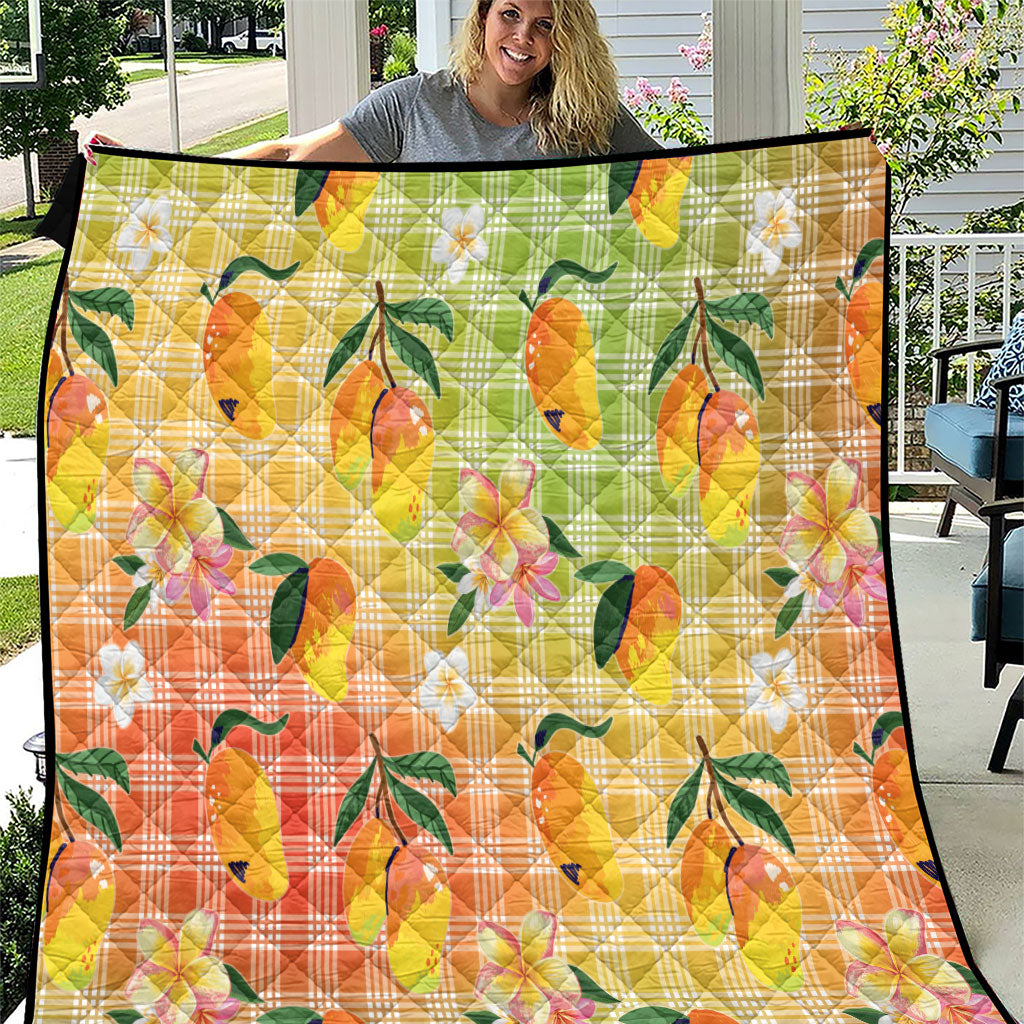 Aloha Hawaii Palaka Print Mango Plumeria Quilt Tropical Vibes