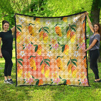 Aloha Hawaii Palaka Print Mango Plumeria Quilt Tropical Vibes