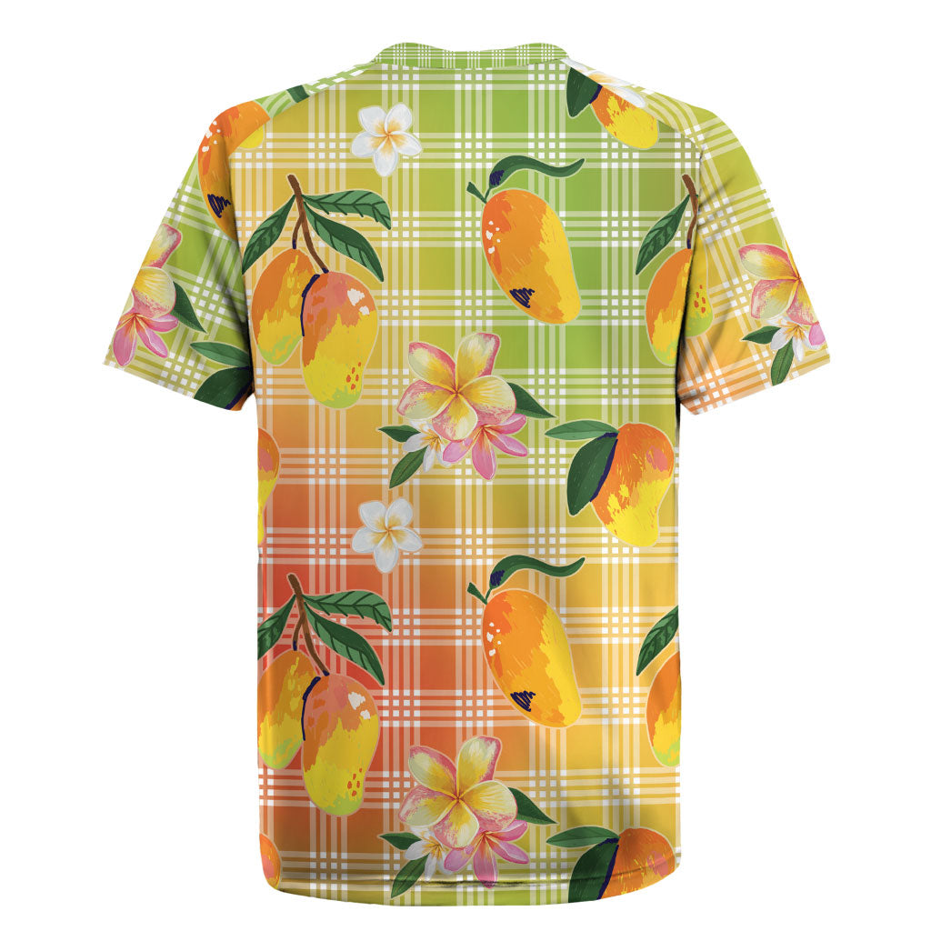 Aloha Hawaii Palaka Print Mango Plumeria Rugby Jersey Tropical Vibes