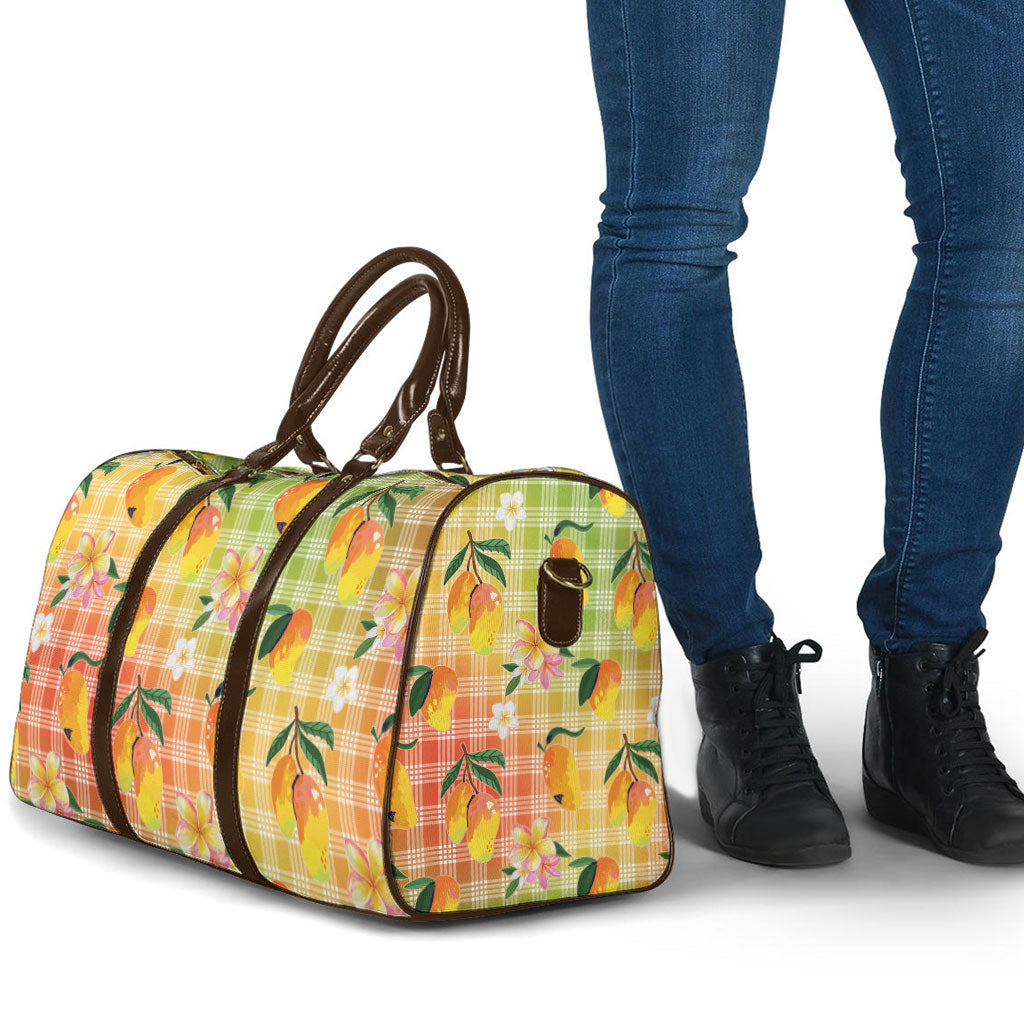 Aloha Hawaii Palaka Print Mango Plumeria Travel Bag Tropical Vibes